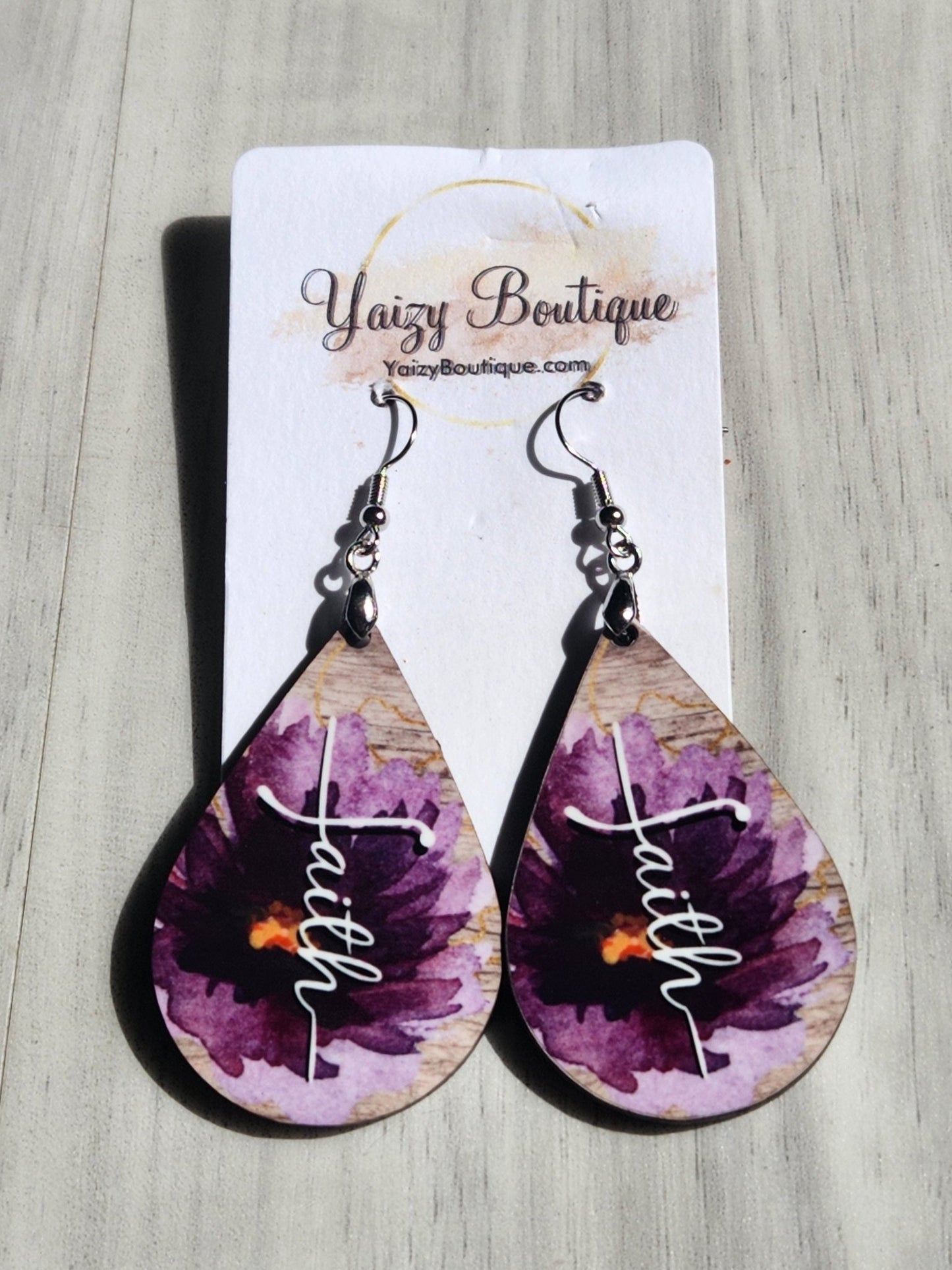 Blooming Purple Flower, Handmade Faith Earrings - Yaizy Boutique