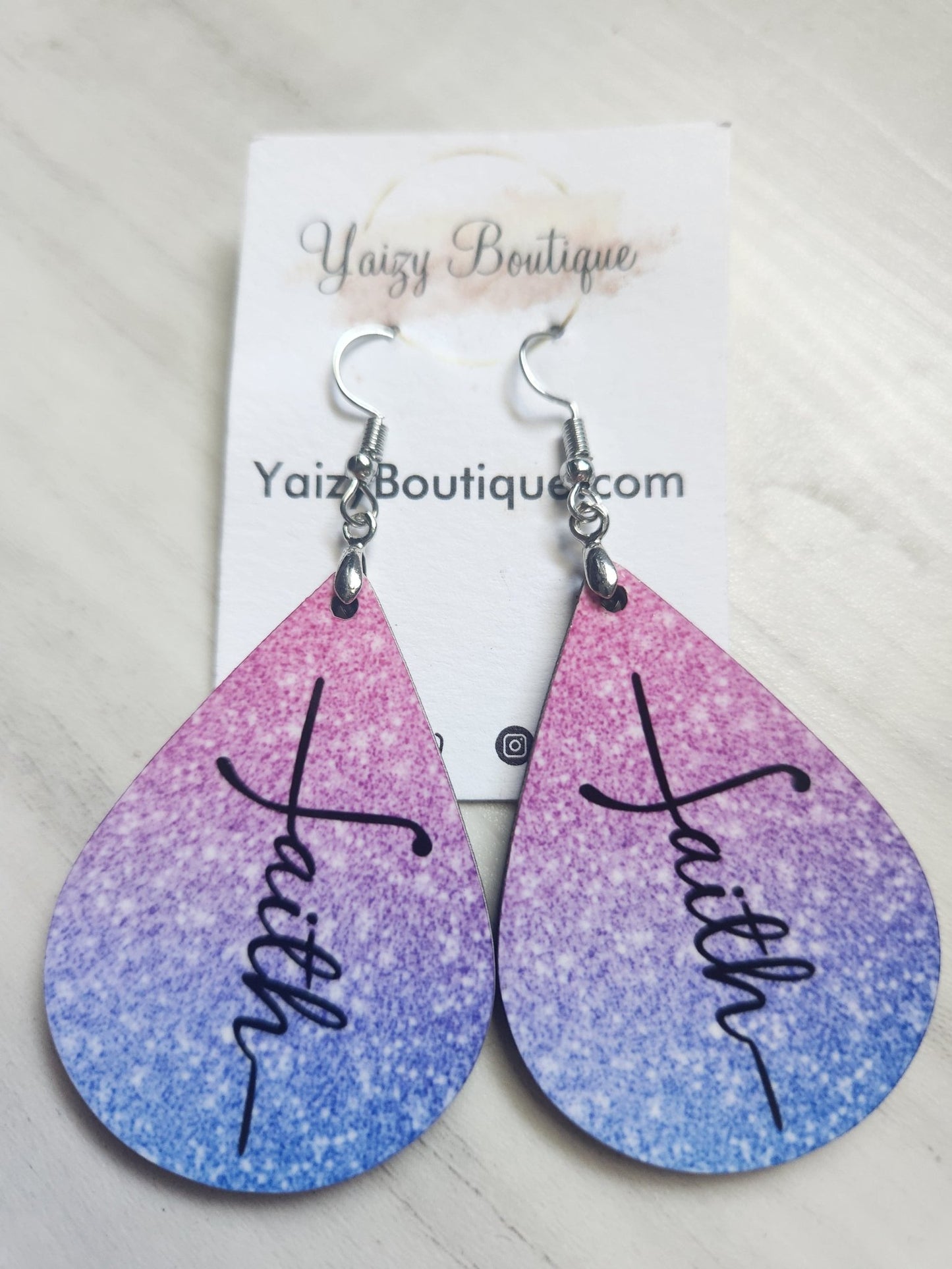 Blue and Pink Handmade Faith Earrings - Yaizy Boutique