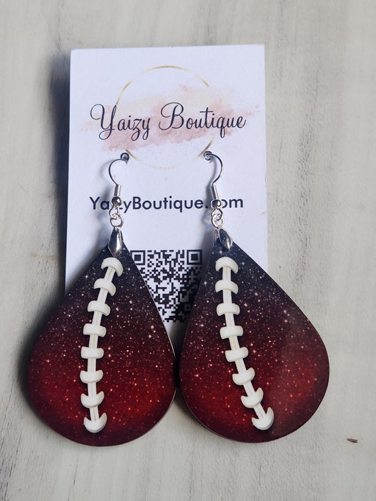 Burgundy Handmade Football Earrings - Yaizy Boutique