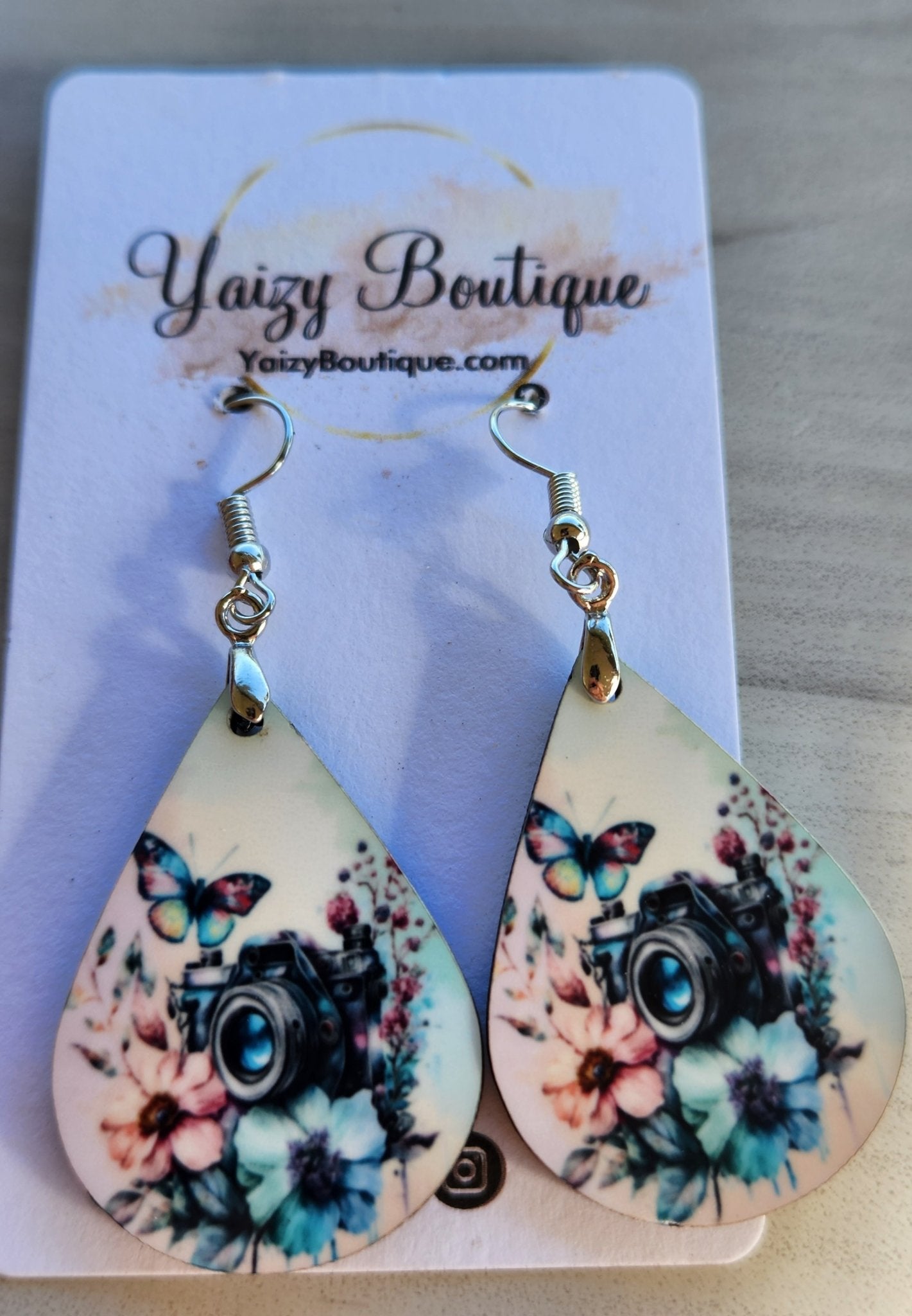 Camera with Flowers Handmade Earrings - Yaizy Boutique