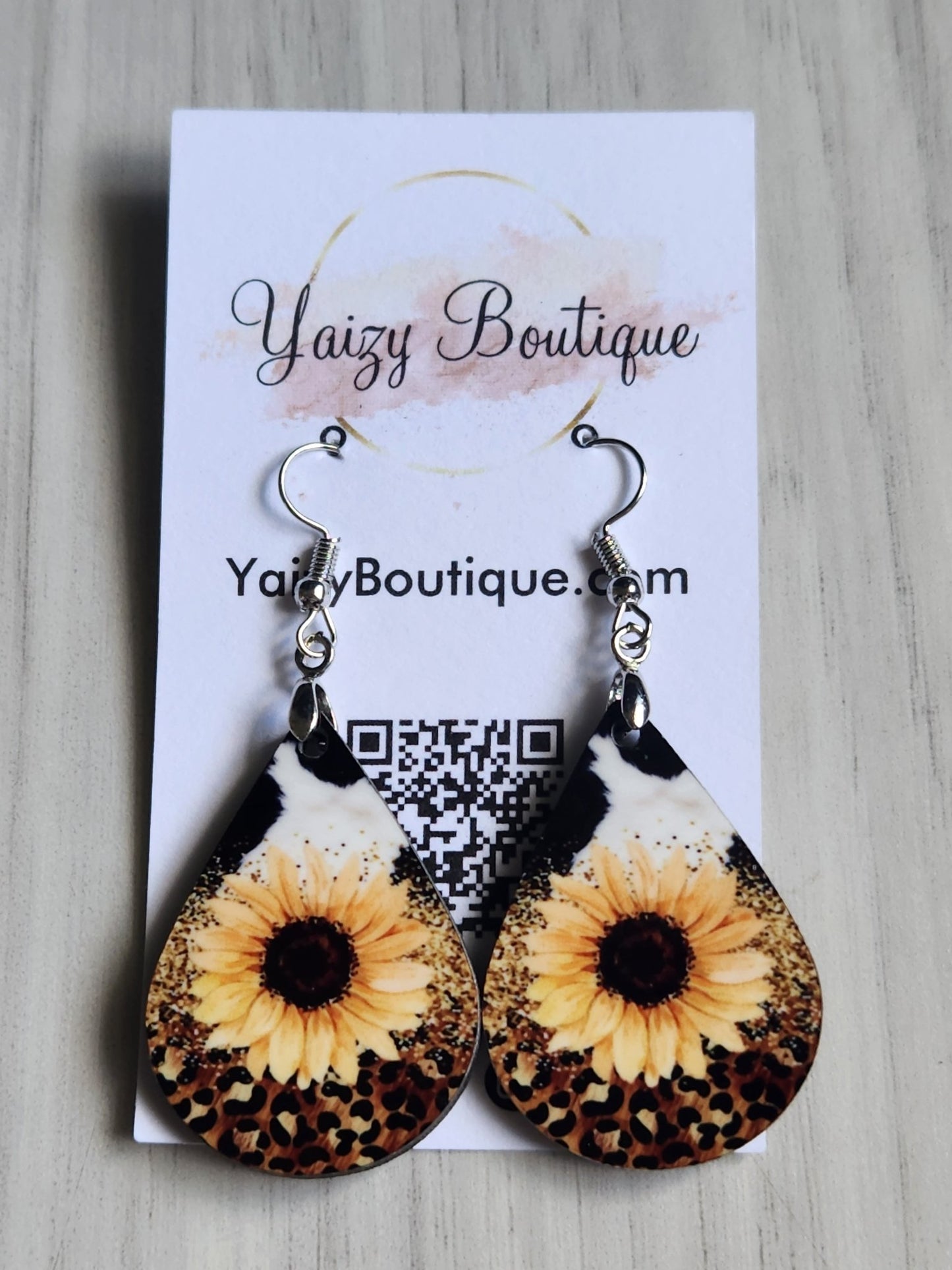 Cow print, Sunflowers and Animal Print Handmade Earrings - Yaizy Boutique