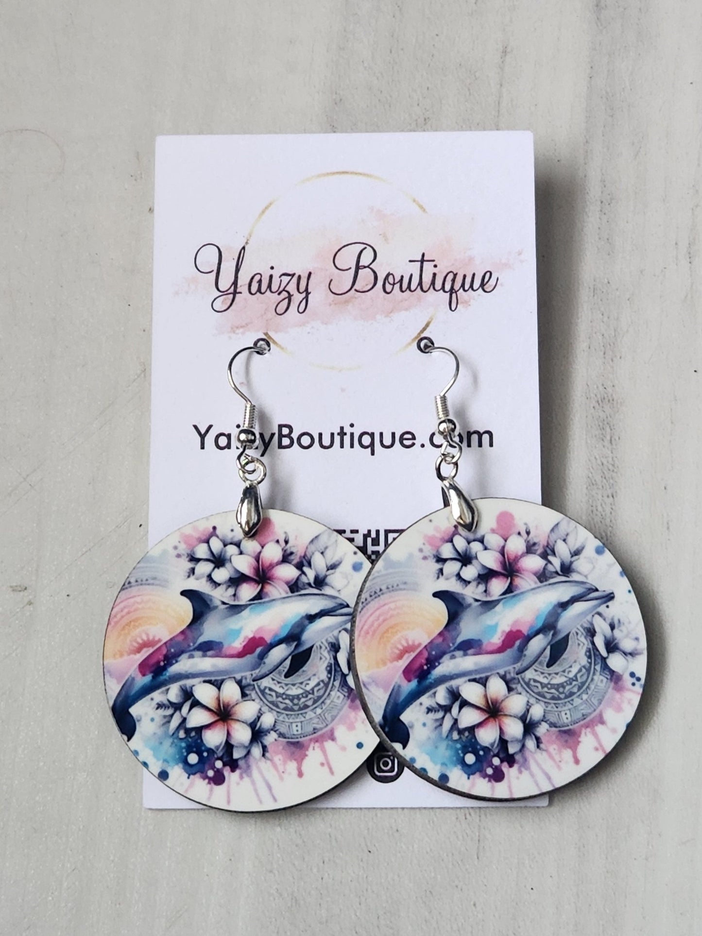 Dolphin and Plumeria Handmade Earrings - Yaizy Boutique