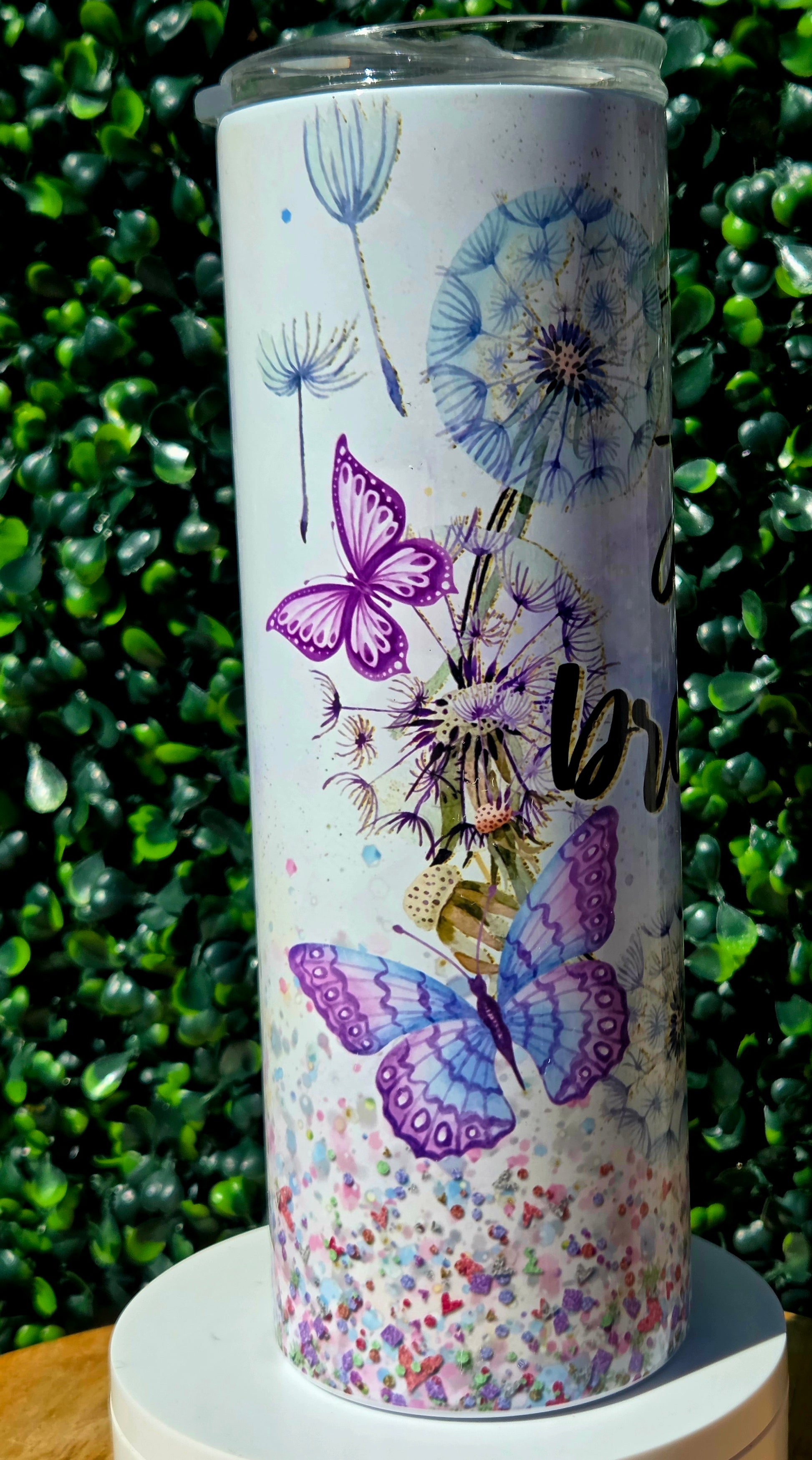 Just Breathe 20oz Stainless Steel Tumbler – Floral Butterfly Inspirational Cup with Lid Yaizy Boutique