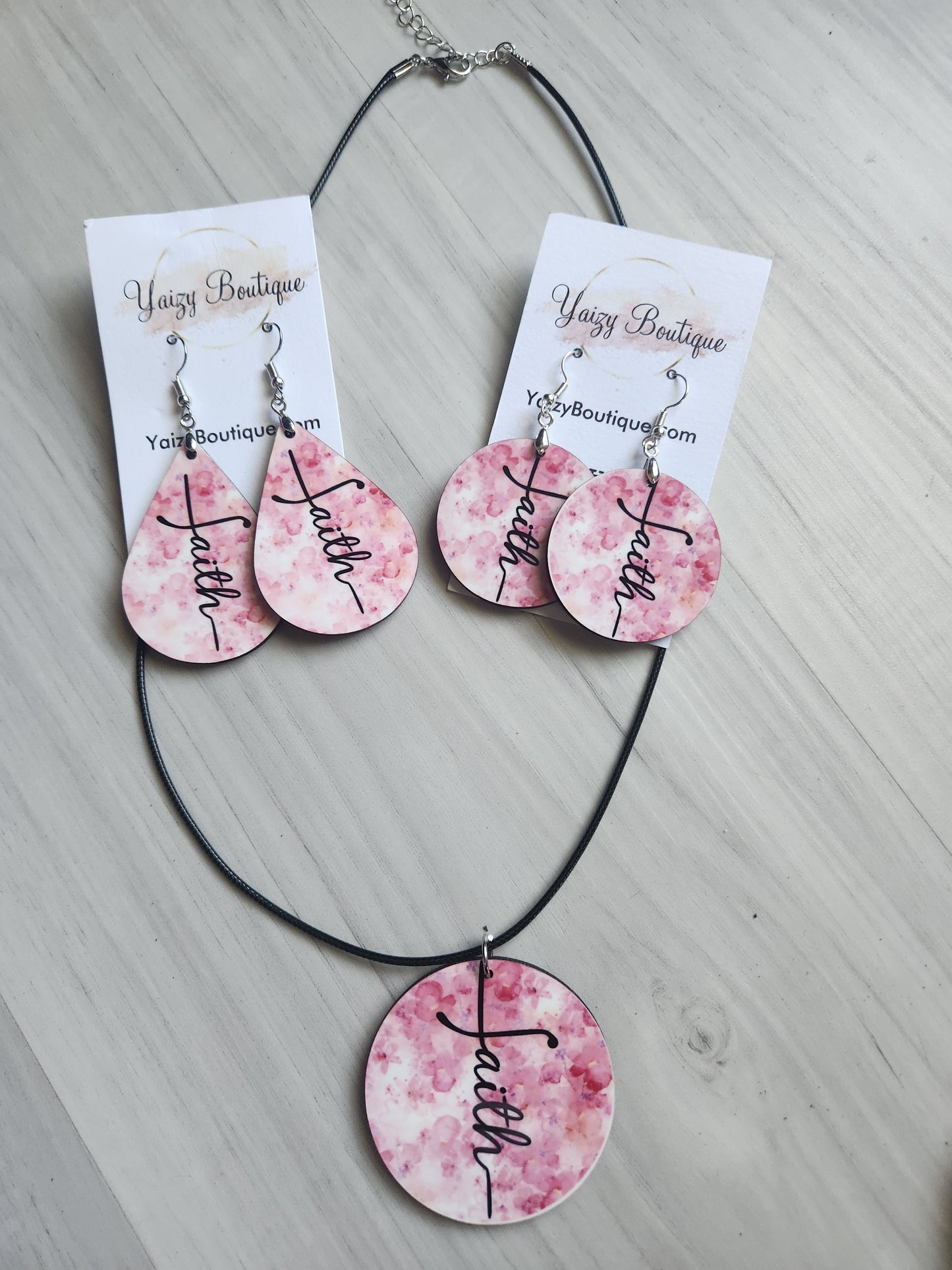 Pink Clouds Handmade Earrings and Necklace Set