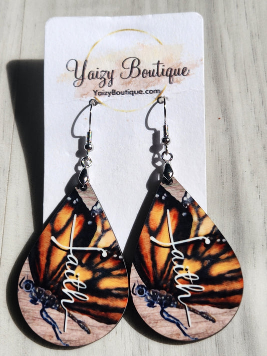 Monarch Butterfly Handmade Faith Earrings