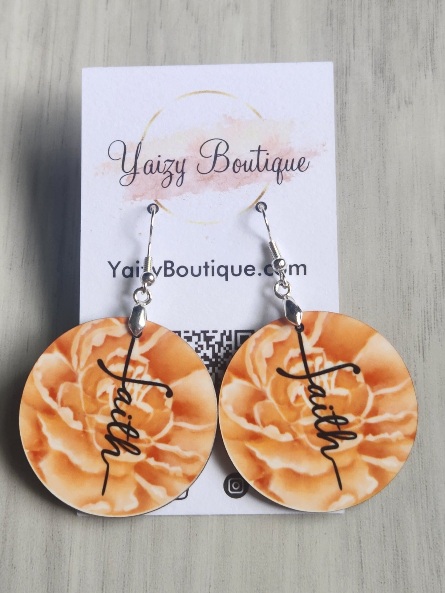 Orange Flower Faith Handmade Earrings