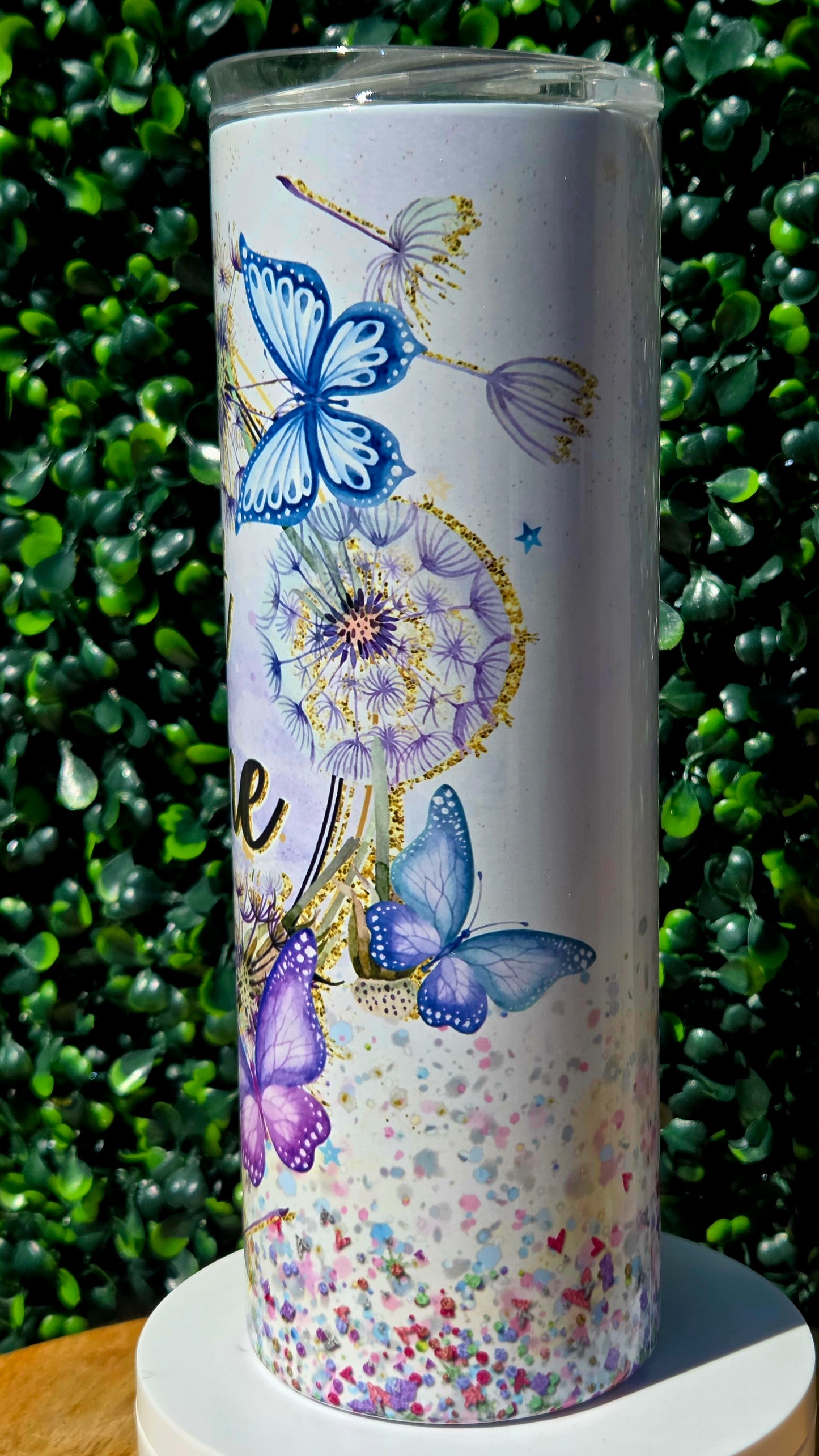 Just Breathe 20oz Stainless Steel Tumbler – Floral Butterfly Inspirational Cup with Lid Yaizy Boutique