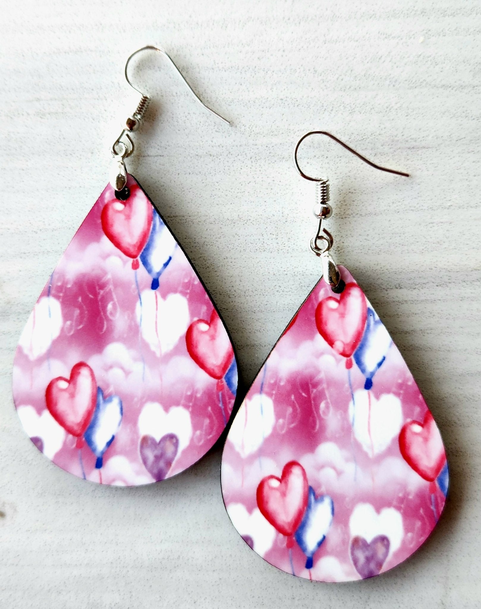 Heart Floating Ballons Sublimate Earrings - Yaizy Boutique