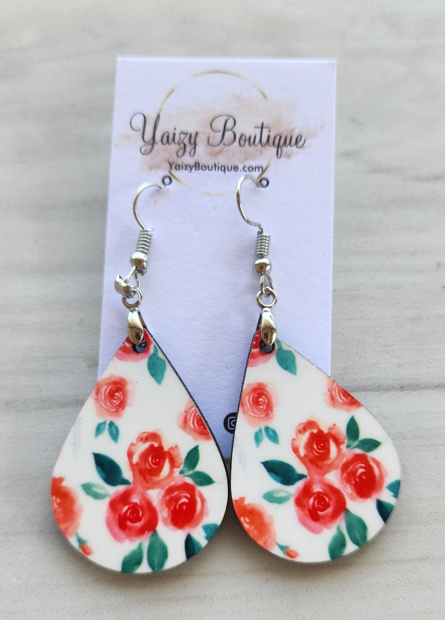 Peach Pink roses Earrings - Yaizy Boutique