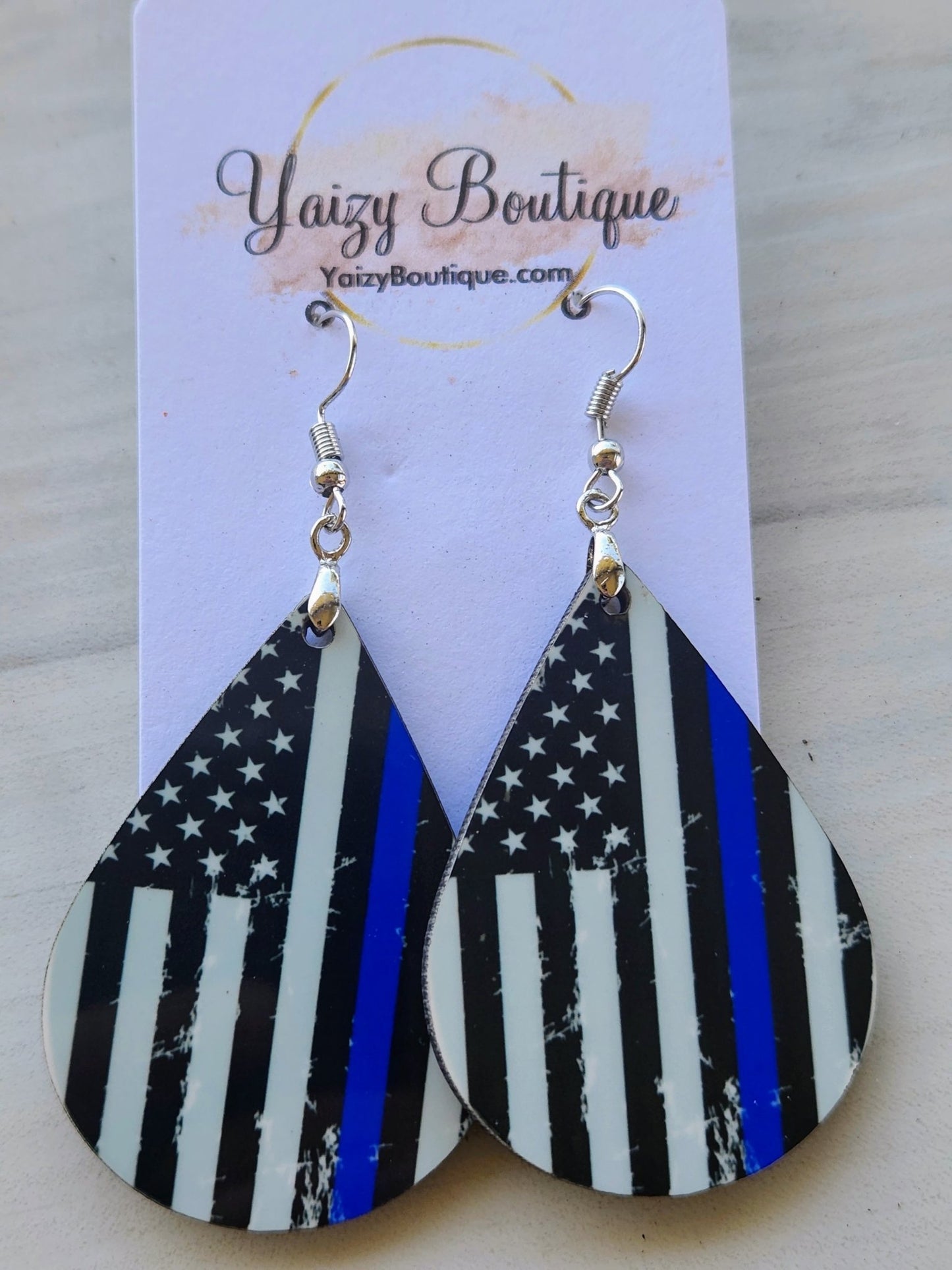 Police Blue Line Handmade Earrings - Yaizy Boutique